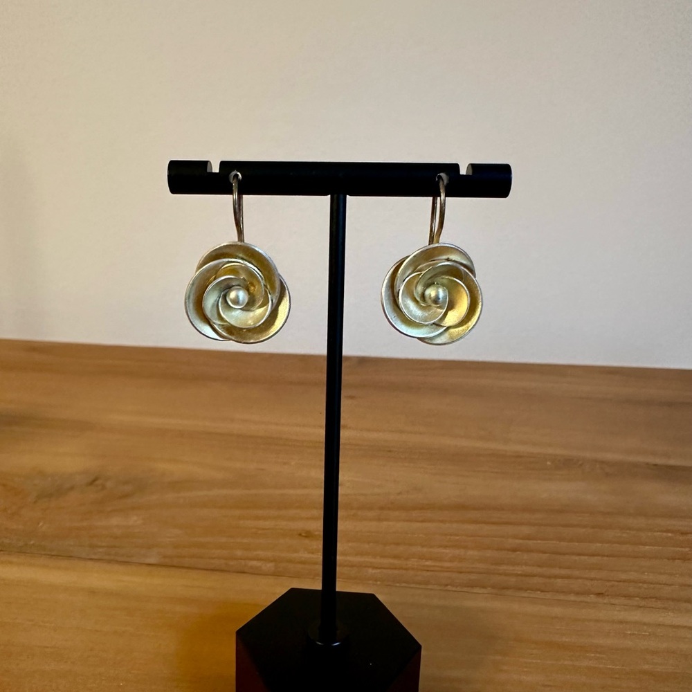Swirl Design Silver and Gold Earrings